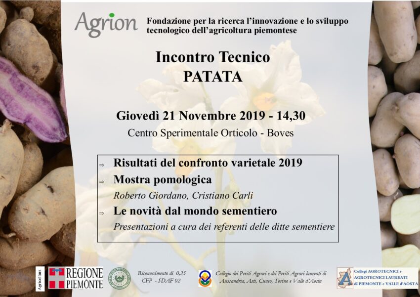 21/11/2019 – Incontro Tecnico Patata (Boves CN, ore 14.30)