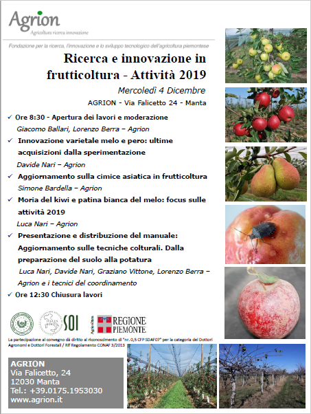 4/12/2019 – Incontro “Ricerca e Innovazione in frutticoltura – Attività 2019”