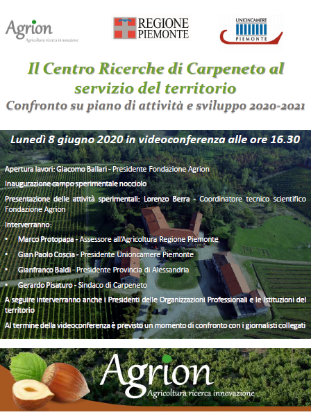 8/06/2020 – Videoconferenza “Il centro ricerche di Carpeneto al servizio del territorio”