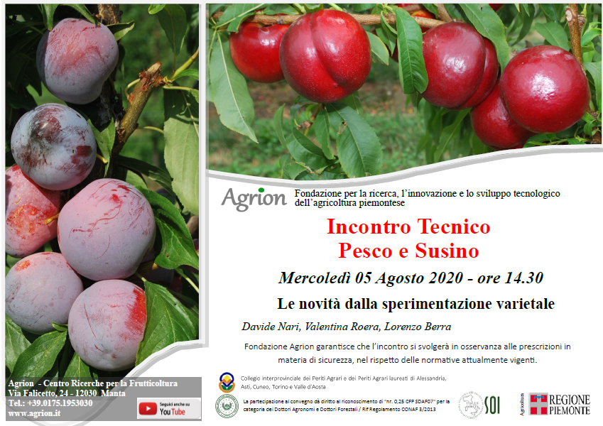 05/08/2020 – Incontro Tecnico Pesco e Susino (Manta CN, ore 14.30)