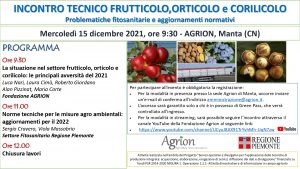 15/12/2021 - Incontro tecnico "Problematiche fitosanitarie e aggiornamenti normativi"