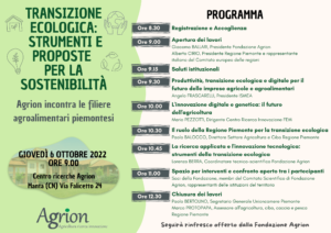 06/10/2022 - Transizione ecologica: strumenti e proposte per la sostenibilità @ Fondazione Agrion