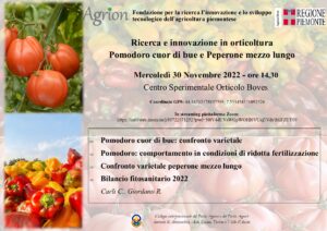 30/11/2022 - Ricerca e innovazione in orticoltura - Pomodoro cuor di bue e Peperone mezzo lungo @ Centro Sperimentale orticoltura - Boves (CN)