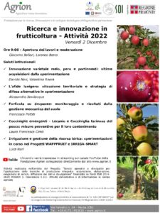 02/12/2022 - Ricerca e innovazione in frutticoltura Attività 2022 @ Fondazione Agrion - Centro ricerche per la frutticoltura - Manta
