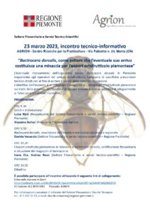 23/03/2023 - Bactrocera dorsalis, come evitare che l’eventuale suo arrivo costituisca una minaccia per l’export ortofrutticolo piemontese @ Centro Sperimentale frutticoltura - Manta(CN)
