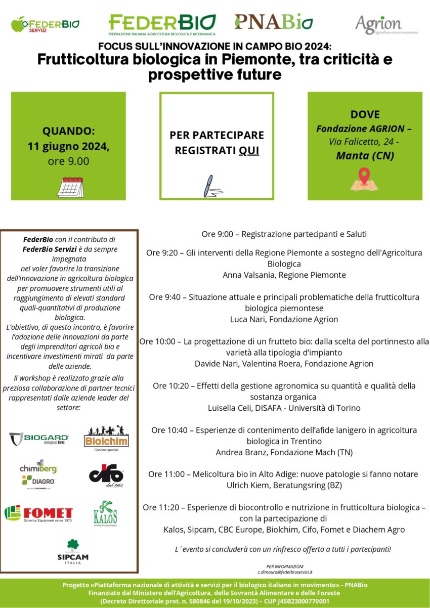 Focus sull’innovazione in campo Bio: Frutticoltura biologica in Piemonte, tra criticità e prospettive future