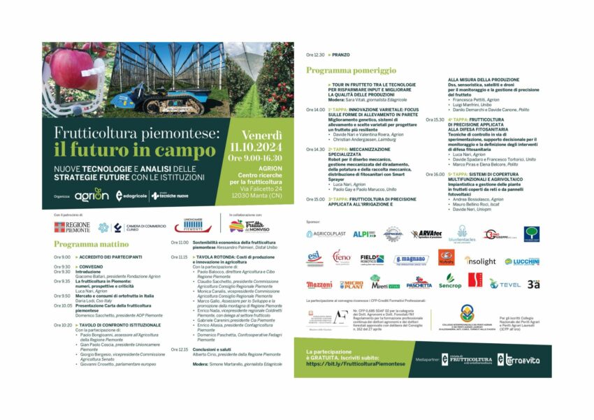 FRUTTICOLTURA PIEMONTESE: IL FUTURO IN CAMPO – Nuove tecnologie e analisi delle strategie future con le istituzioni