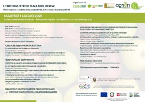01/07/2025 - L’ORTOFRUTTICOLTURA BIOLOGICA: l'innovazione e la sfida della produttività, il mercato e la competitività @ Fondazione Agrion - Centro sperimentale frutticolo