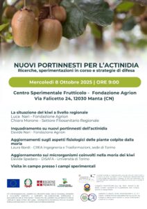 08/10/2025 - NUOVI PORTINNESTI PER L’ACTINIDIA Ricerche, sperimentazioni in corso e strategie di difesa @ Centro Sperimentale per la frutticoltura - Fondazione Agrion