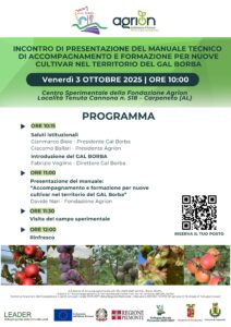 03/10/2025 - Incontro di presentazione del Manuale tecnico  di accompagnamento e formazione per nuove cultivar nel territorio del GAL Borba @ Centro Sperimentale per la vitivinicoltura - Fondazione Agrion