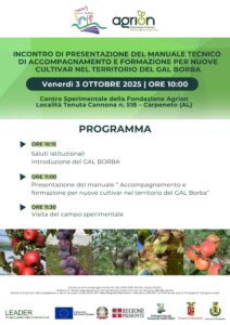03/10/2025 - Incontro di presentazione del Manuale tecnico di accompagnamento e formazione per nuove cultivar nel territorio del GAL Borba @ Centro Sperimentale per la vitivinicoltura - Fondazione Agrion